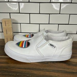 Vans Asher Pride Youth Girl's Size 5 Shoes Glitter Rainbow White Slip On Sneaker